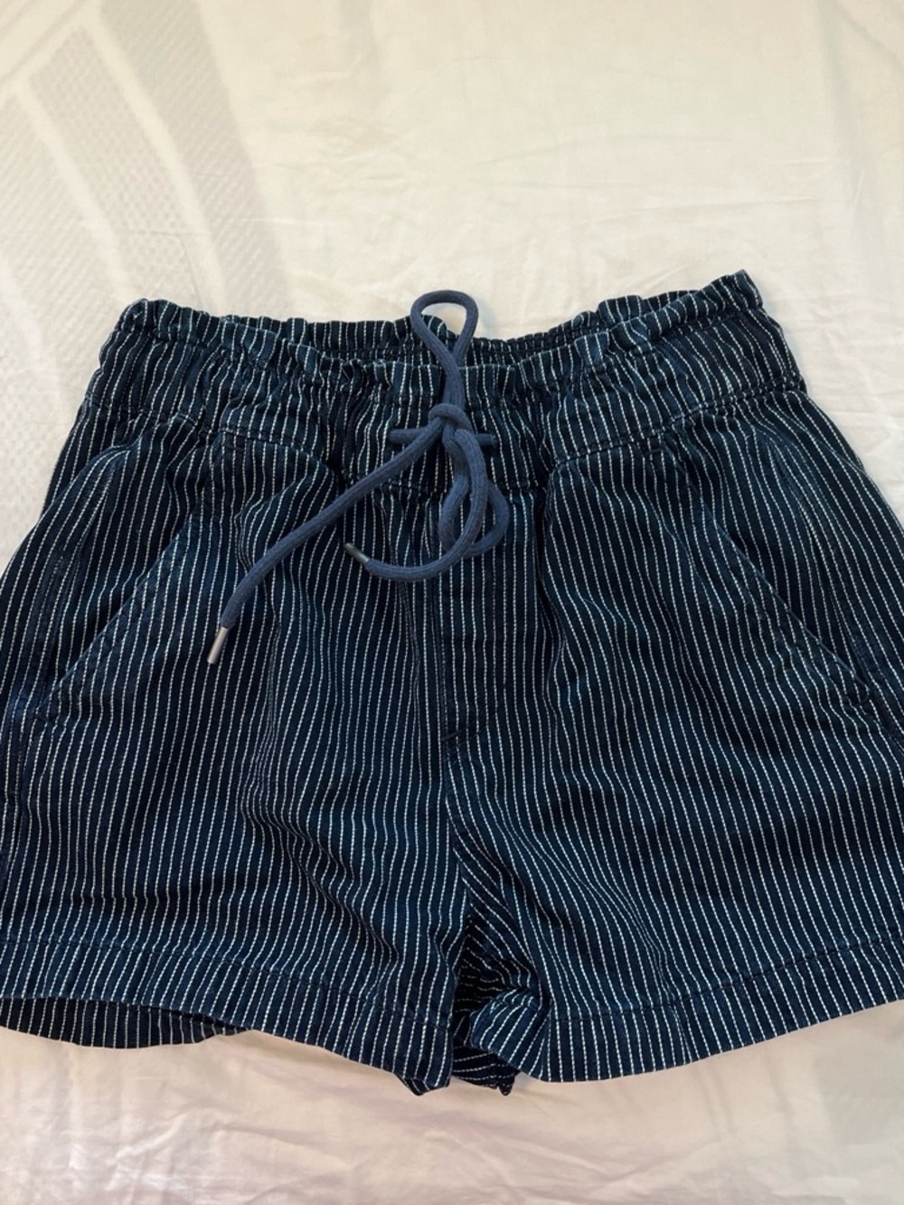 LOFT Navy Pinstripe Drawstring Women's Shorts